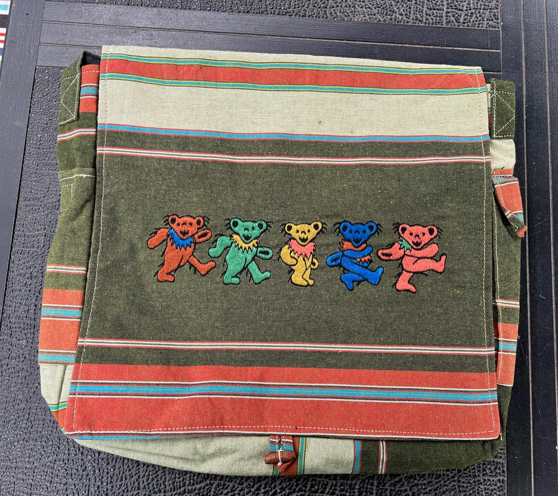 Grateful Dead book bag - Grateful Dead Dancing Bears Messenger Bag - Dancing Bears shoulder bag - Grateful Dead Dancing Bears lap top bag