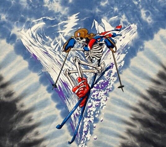 New Grateful Dead Fresh Powder skiing shirt - Grateful Dead tie dye skiing shirt -Grateful Dead Down Hill Skier shirt - Bertha Skiing shirt - Grateful Dead skiing shirt -  Dead & Company shirt - sizes: small, medium, large, XL, 2XL, 3XL and 4XL