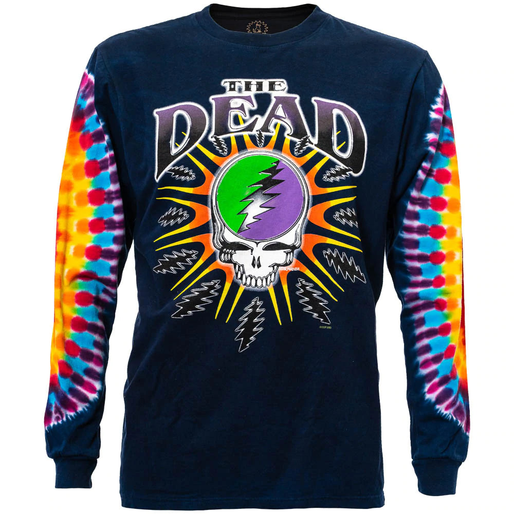 Grateful Dead long sleeve Steal Your Lightning tie dye shirt - Stealie long sleeve tie dye shirt  - Dead Head long sleeve tie dye shirt - Dead & Company long sleeve tie dye shirt - size sm, med, large, XL and 2XL