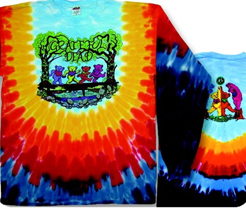 Grateful Dead long sleeve Dancing Bears tie dye shirt - Grateful Dead Wood Bears long sleeve tie dye shirt  - Dead Head Dancing Bears long sleeve tie dye shirt - Dead & Company long sleeve tie dye shirt - size sm, med, large, XL and 2XL